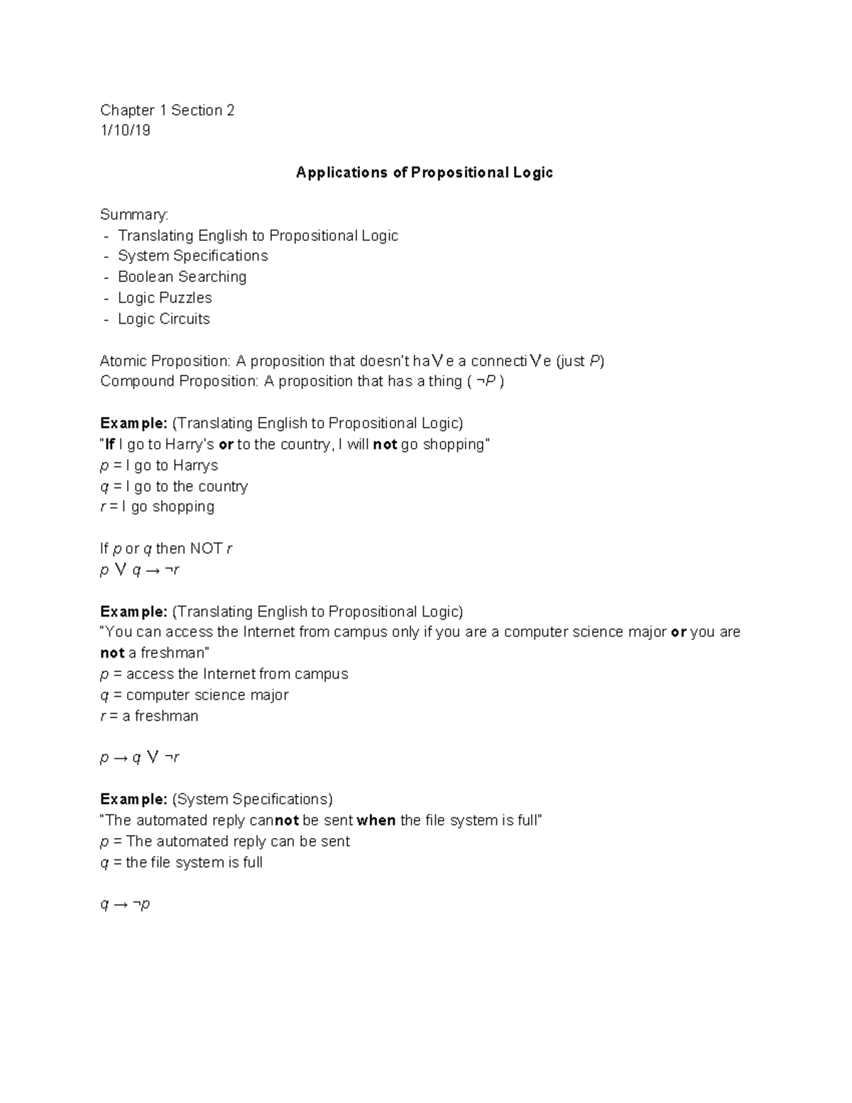 Chapter 1 Section 2 - Lecture notes 3,4 - Chapter 1 Section 2 1/10/19 ...