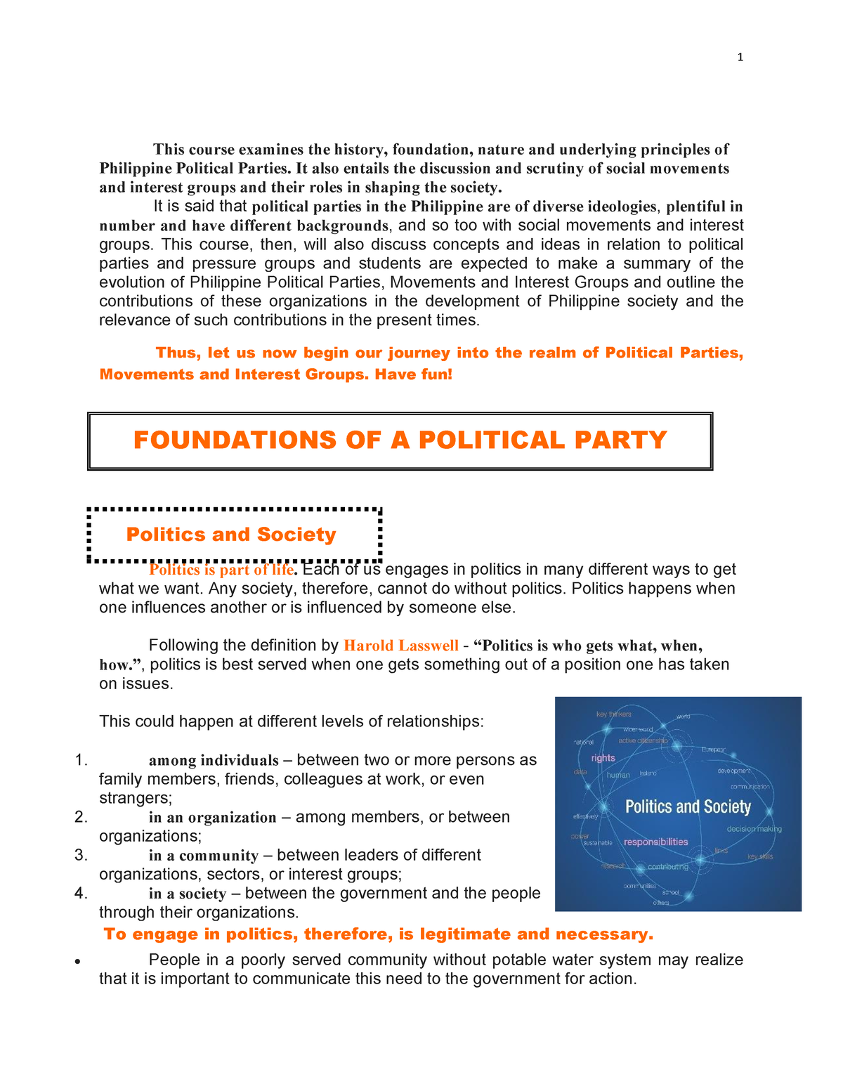 formation of political party essay