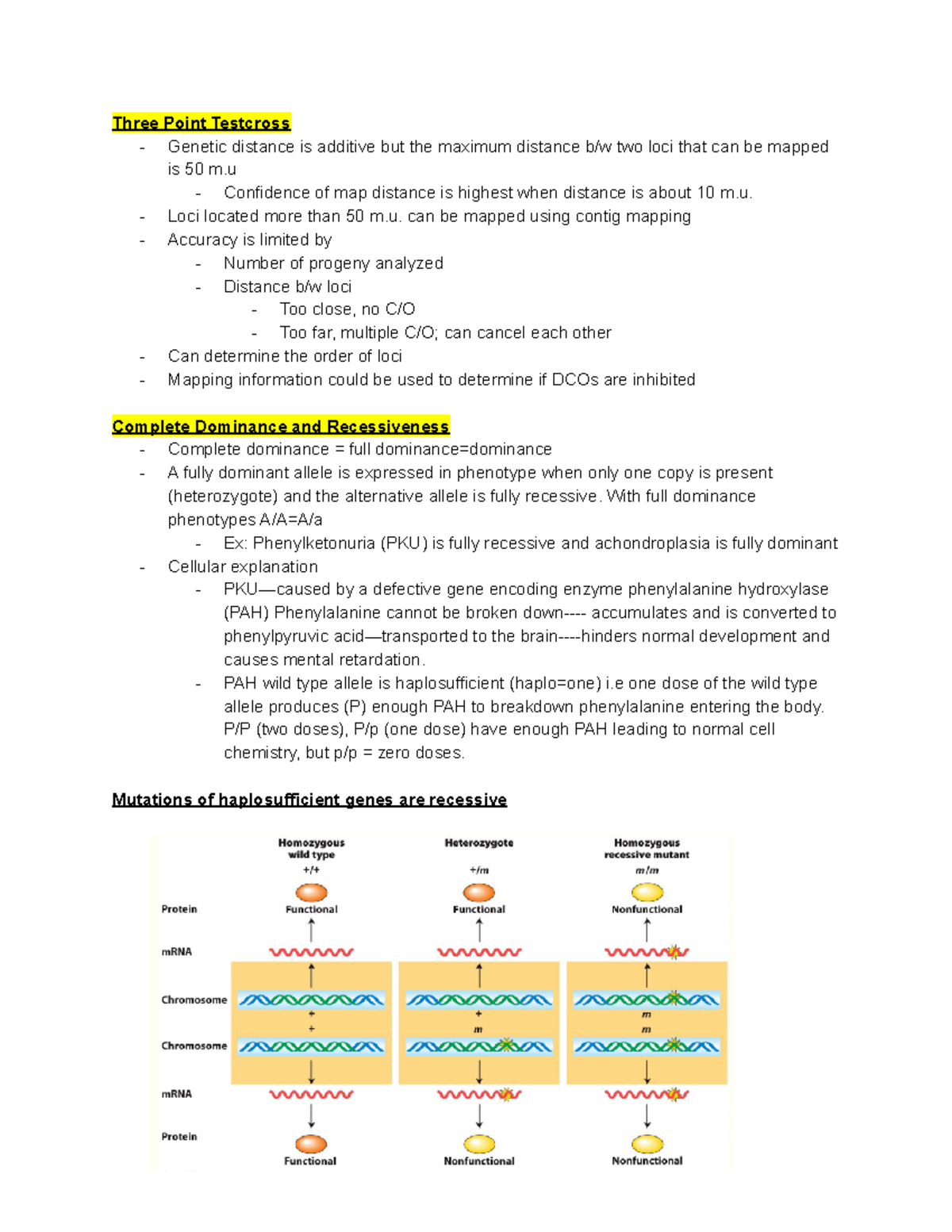 Lec. 8 Genetics 102 - Three Point Testcross - Genetic distance is ...