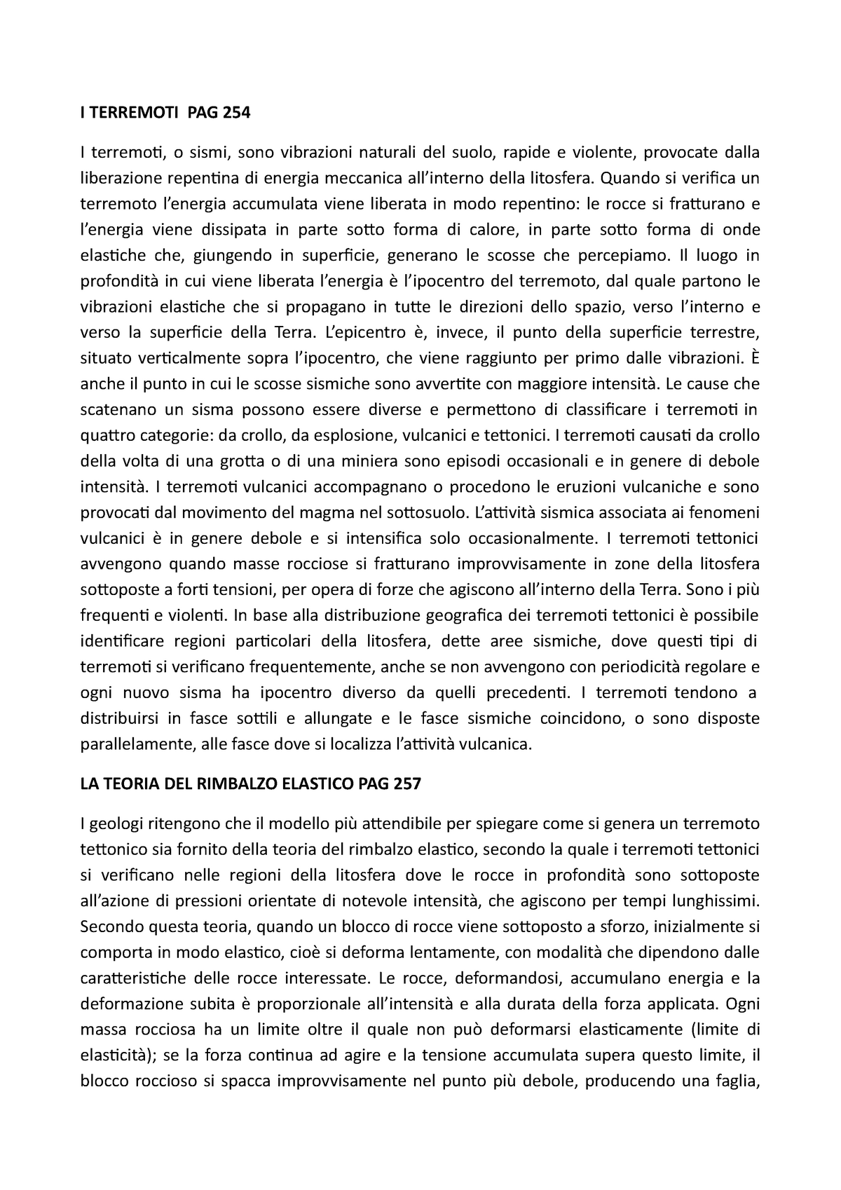 I Terremoti Pag 254 Riassunto I Terremoti Pag 254 I Terremoti O Sismi Sono Vibrazioni 7627