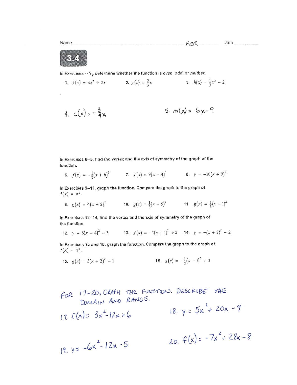 Math 2 Lesson 3.4 Worksheet - Studocu