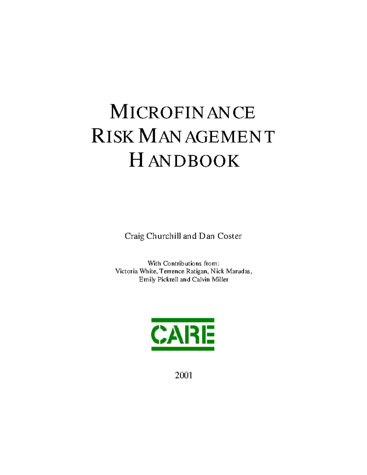Mfg en toolkit microfinance risk management handbook 2001 ...