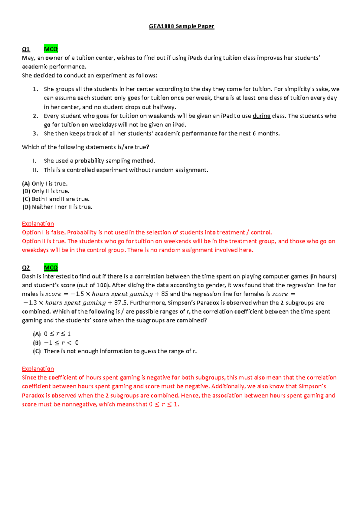 Examplify Practice-2320 - GEA1000 Sample Paper Q1 MCQ May, an owner of ...