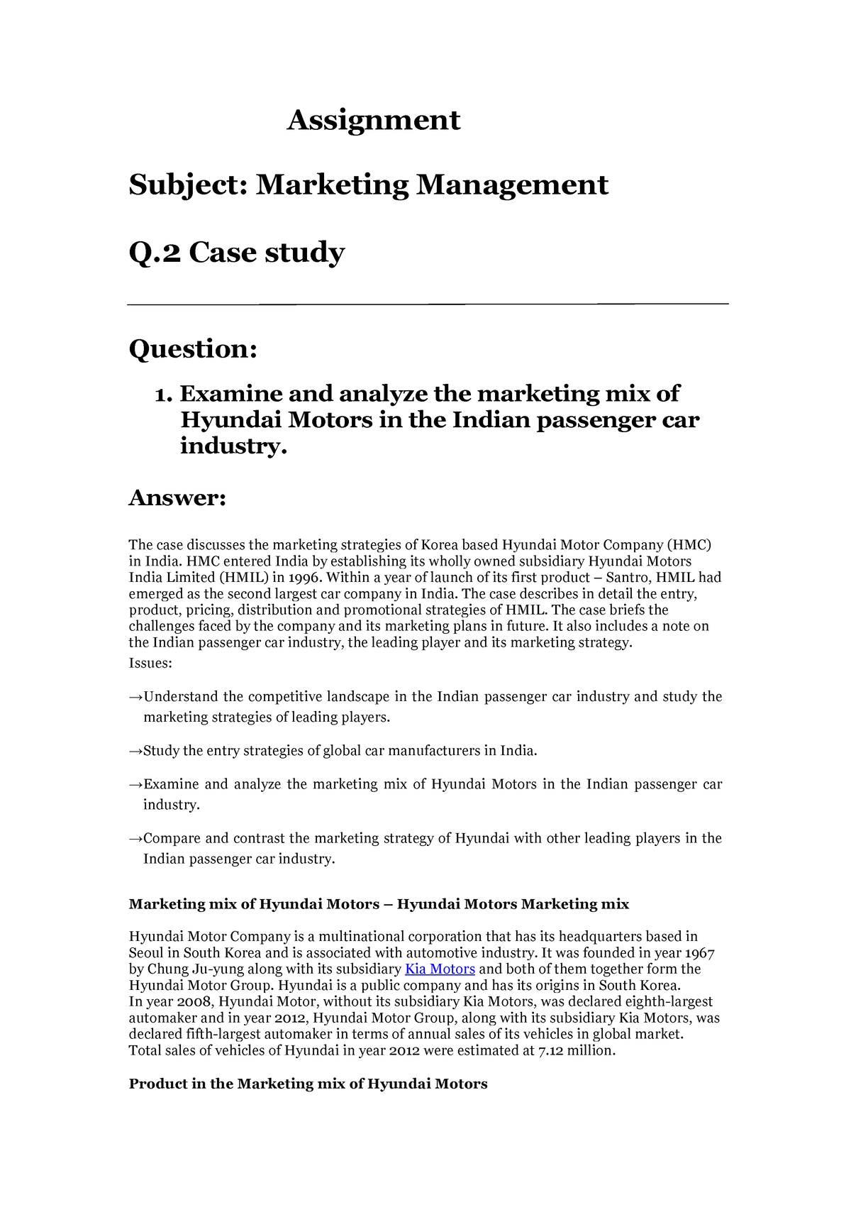 marketing management case study pdf