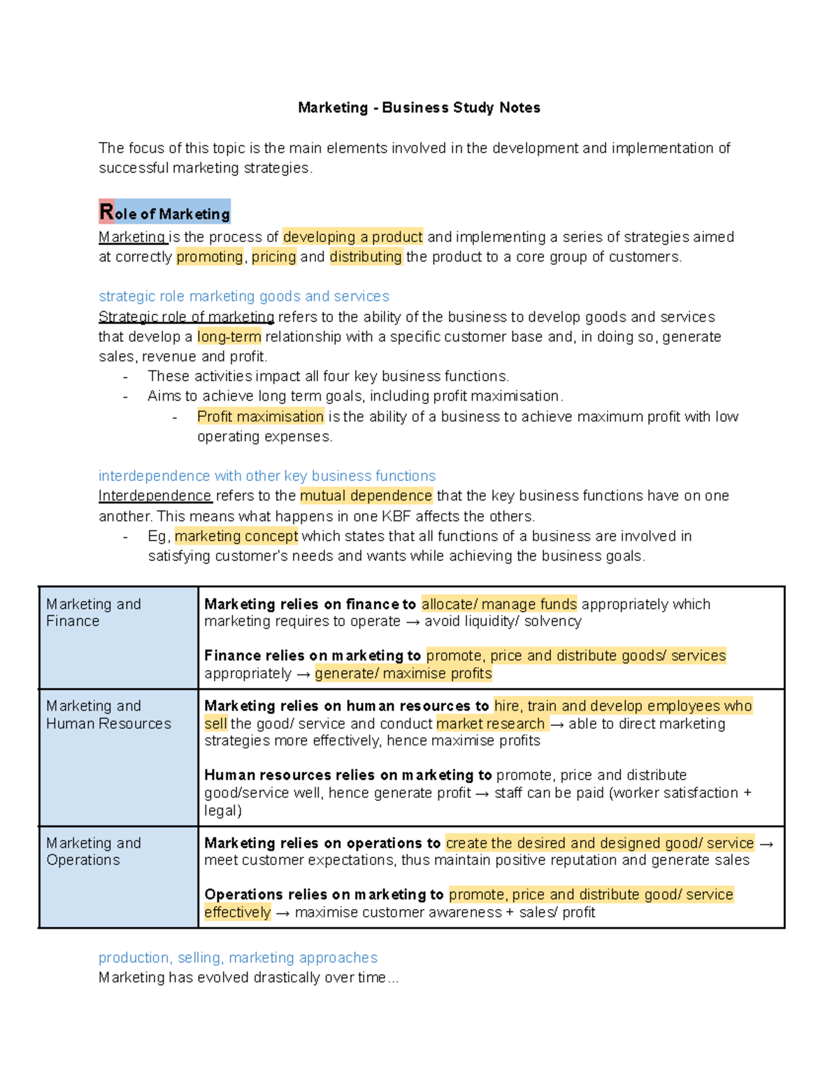 Marketing Notes Visual - BS - Marketing - Business Study Notes The ...