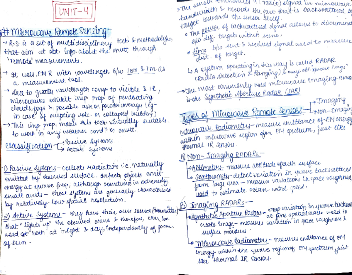 GIS & Remote sensing - 4 handwritten records the the part that is ...