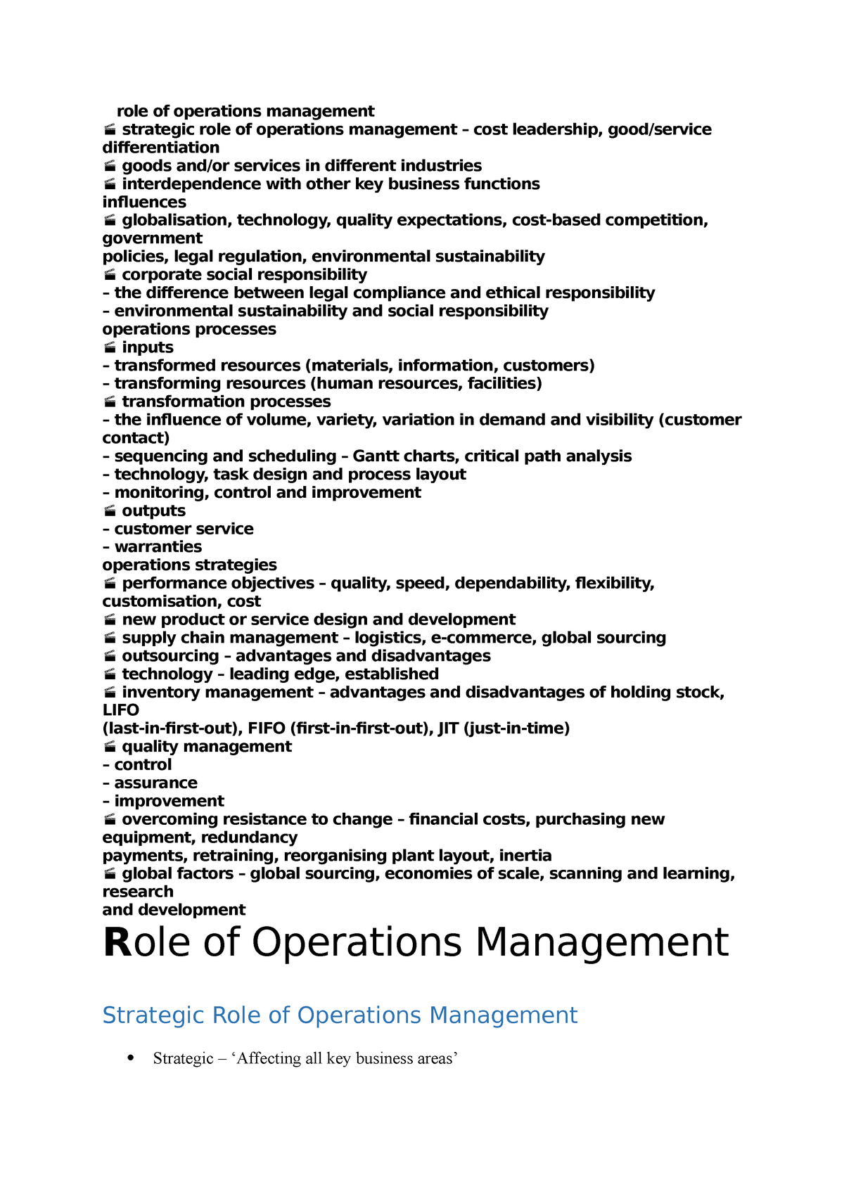 What Is Strategic Role Of Operations