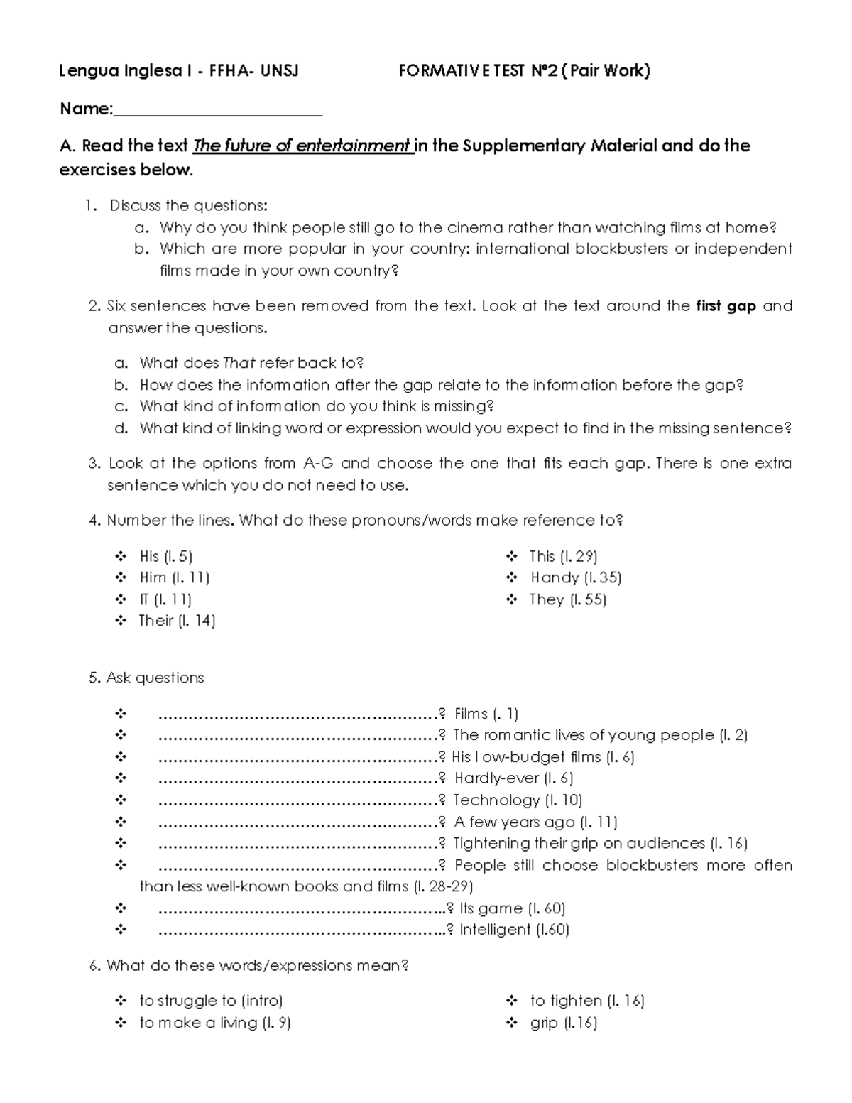 Formative-TEST-2 - tps from 2020 - Lengua Inglesa I - FFHA- UNSJ ...