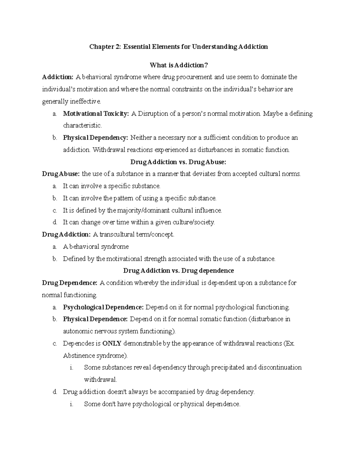 Chapter 2 Drug Addiction - Chapter 2: Essential Elements for ...