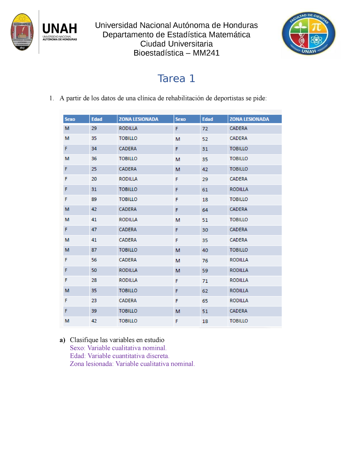 Tarea No. 1 - Bioestadistica - MM241 - Departamento De Estadística ...