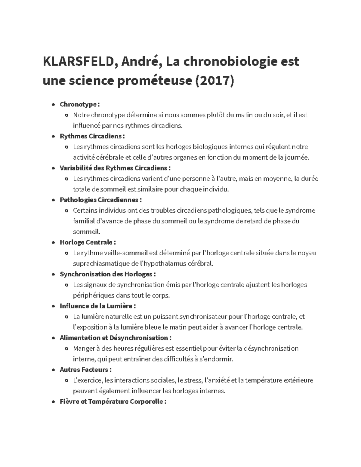 Klarsfeld, André, La chronobiologie est une science prométeuse (2017 ...