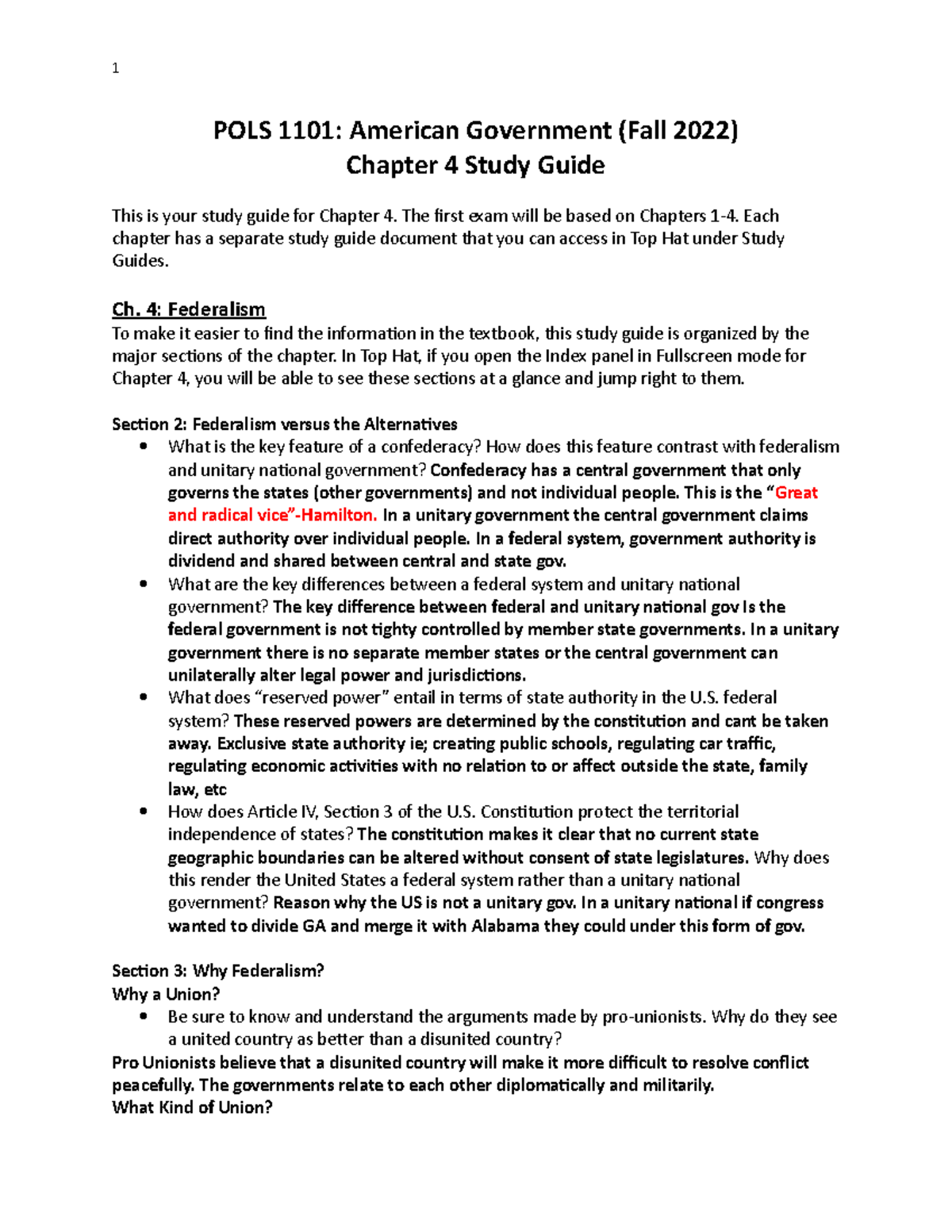 Chapter 4 Study Guide - POLS 1101: American Government (Fall 2022 ...