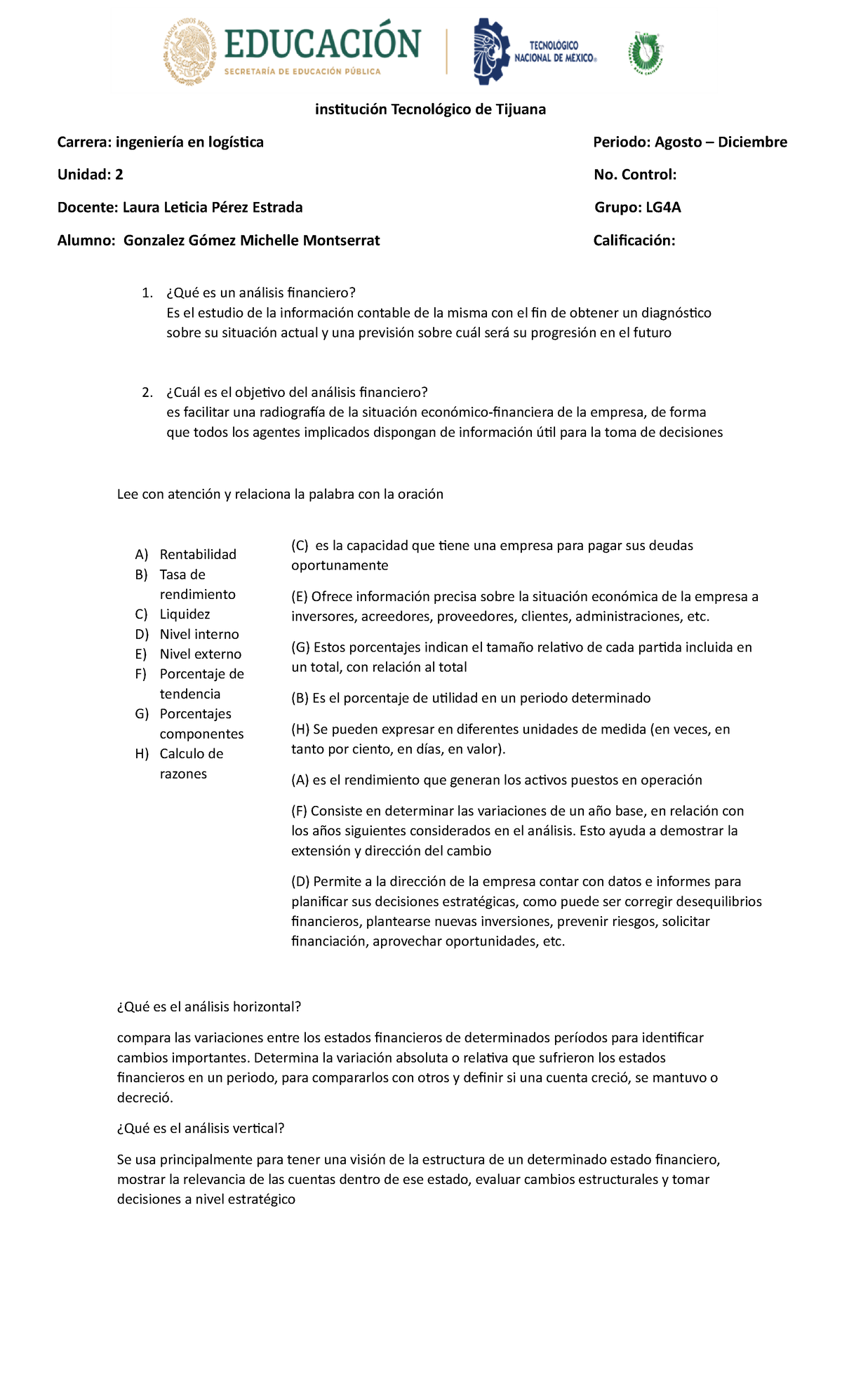 Examen Unidad 2 Contestado - ¿Qué Es Un Análisis Financiero? Es El ...