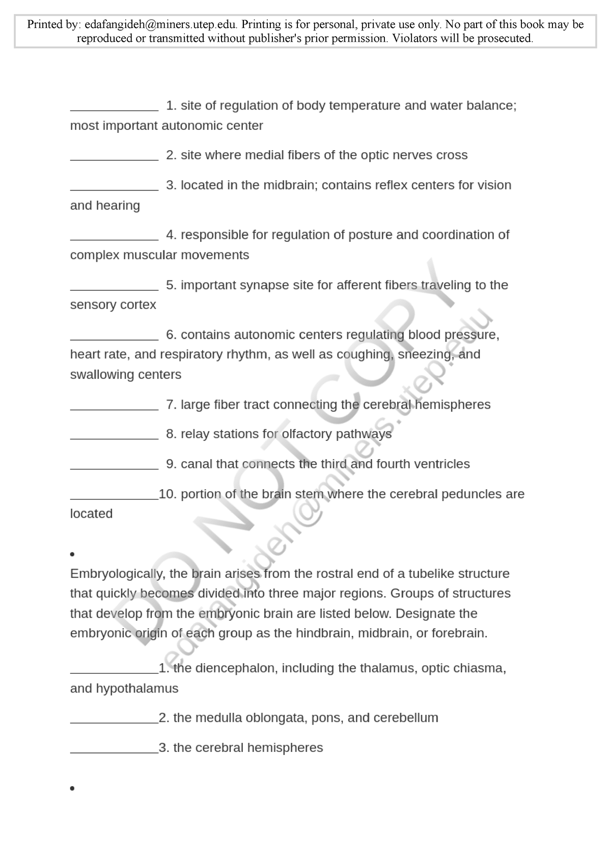 assignment for nervous system