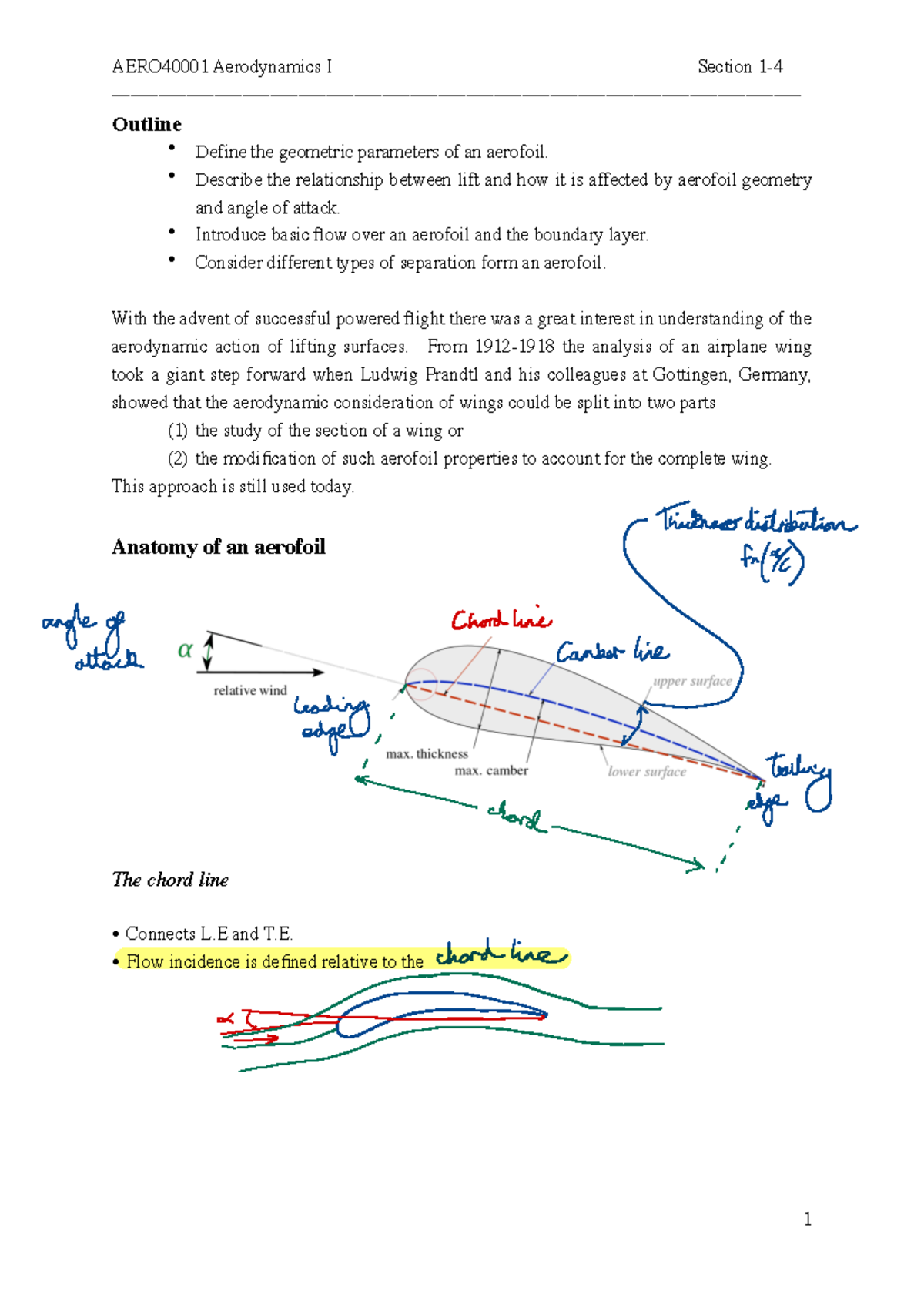 Aerodynamics Section 1 Lecture 4 - Outline - Define The Geometric ...