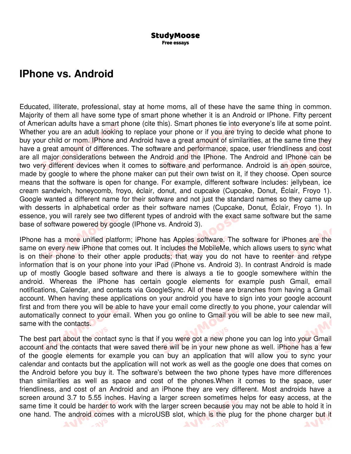 essay on android vs ios