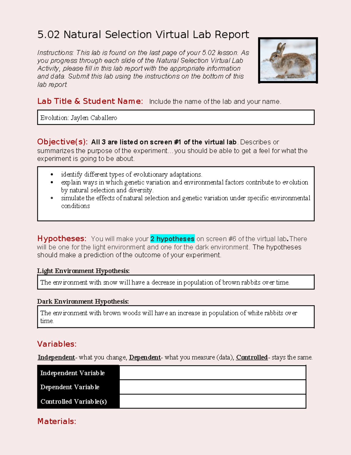 5 02 Natural Selection Virtual Lab Report 5 Natural Selection Virtual 5 02 Natural Selection Virtual Lab Report 5 Natural Selection Virtual