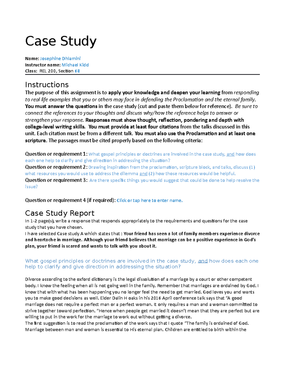 Rel200 document case Study Template-Josephine(1) - Copy - Case Study ...