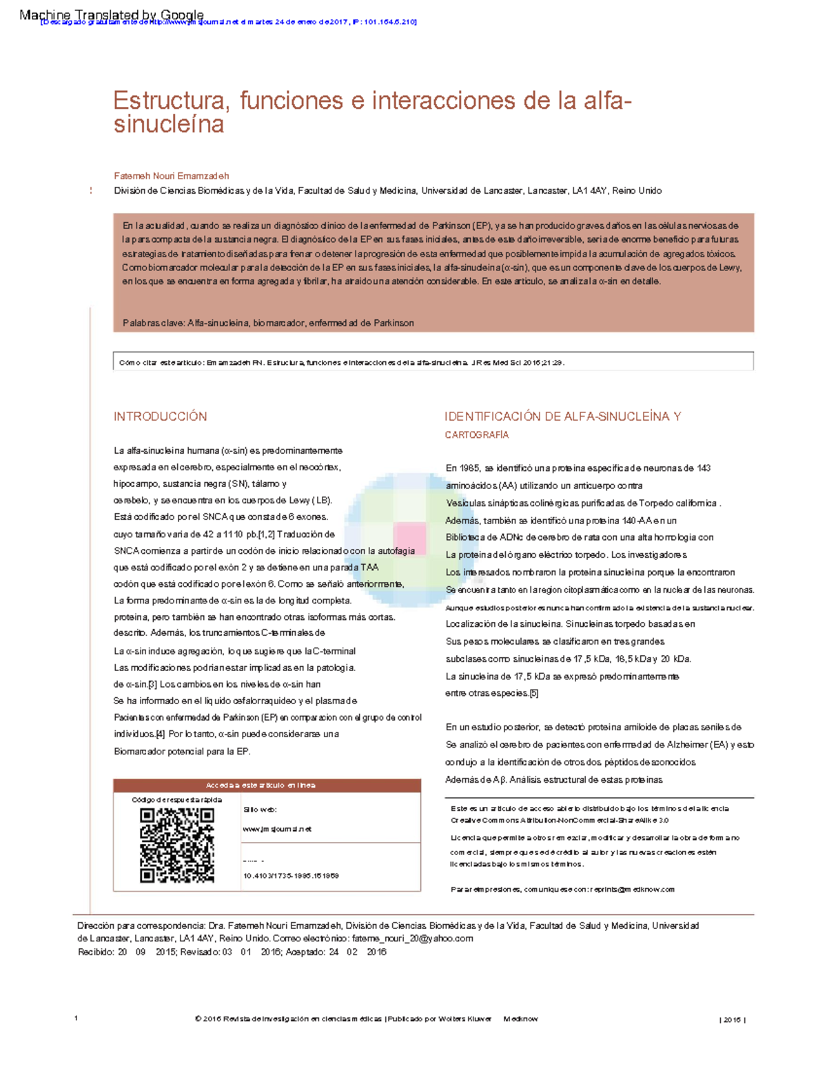 Alpha-synuclein structure functions and interactio - Artículoderevisión ...