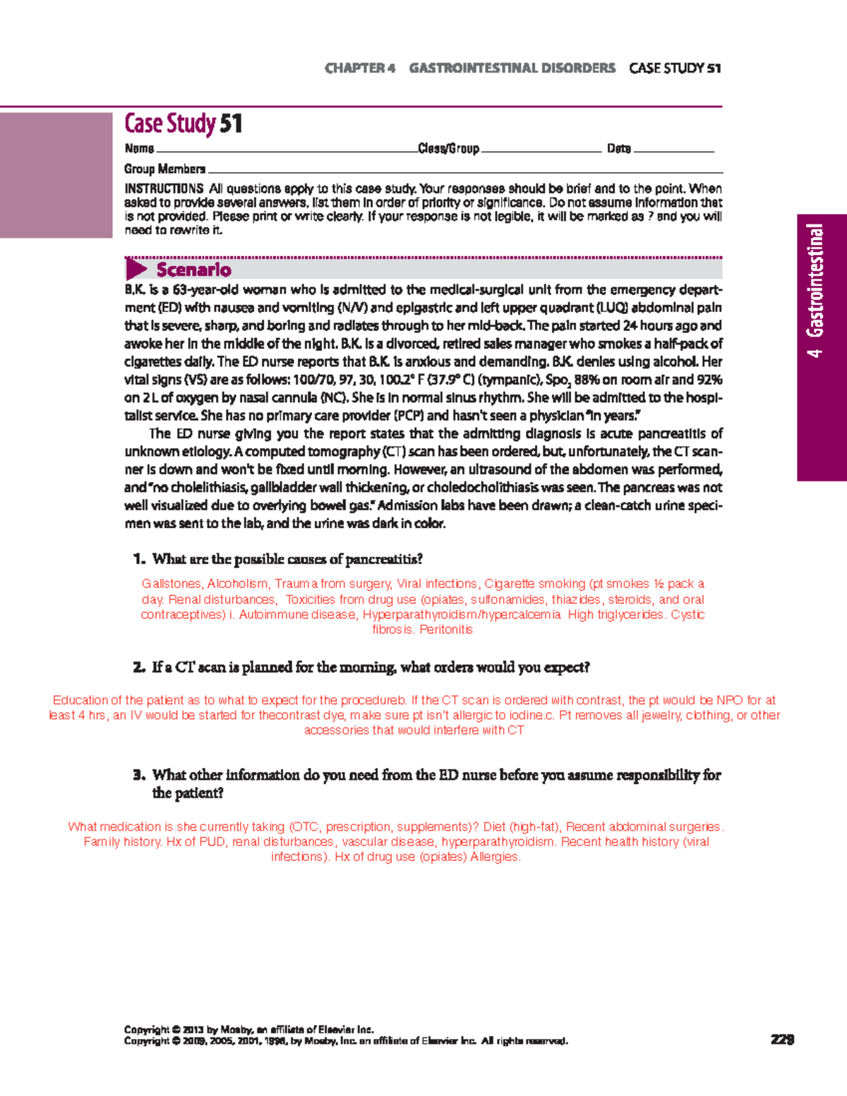 nursing case study on pancreatitis