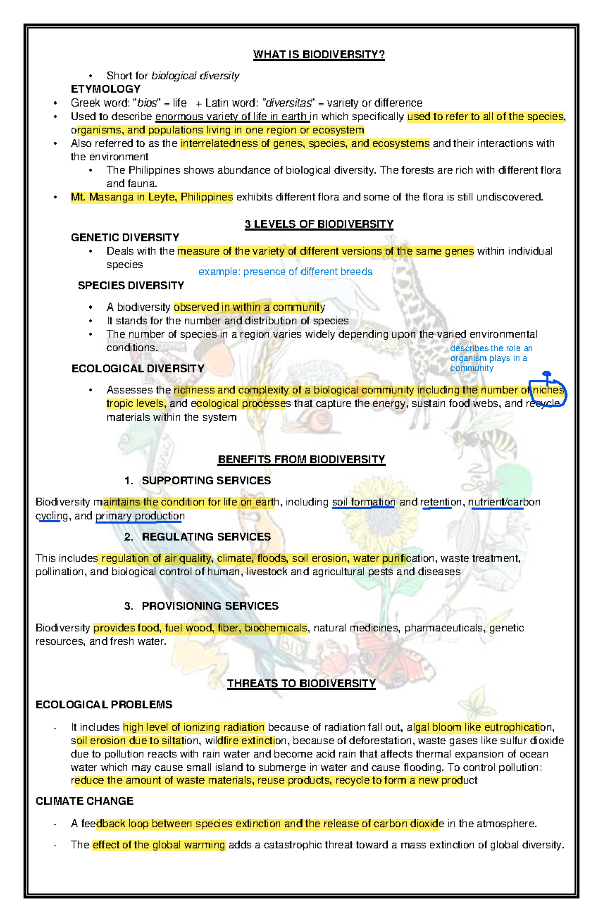 Teaching Science in Elementary Grades notes WHAT IS BIODIVERSITY
