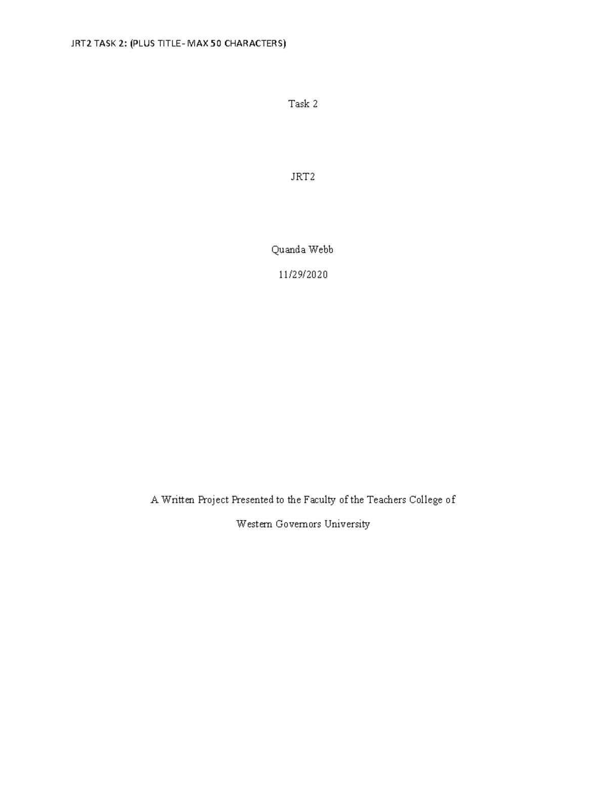 JRT2 Task2 Full and Complete document - JRT2 - WGU - Studocu