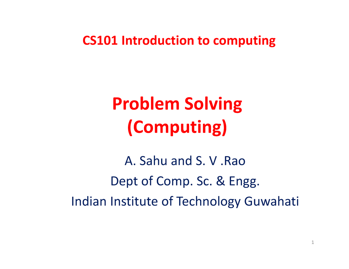 introduction to computer problem solving notes