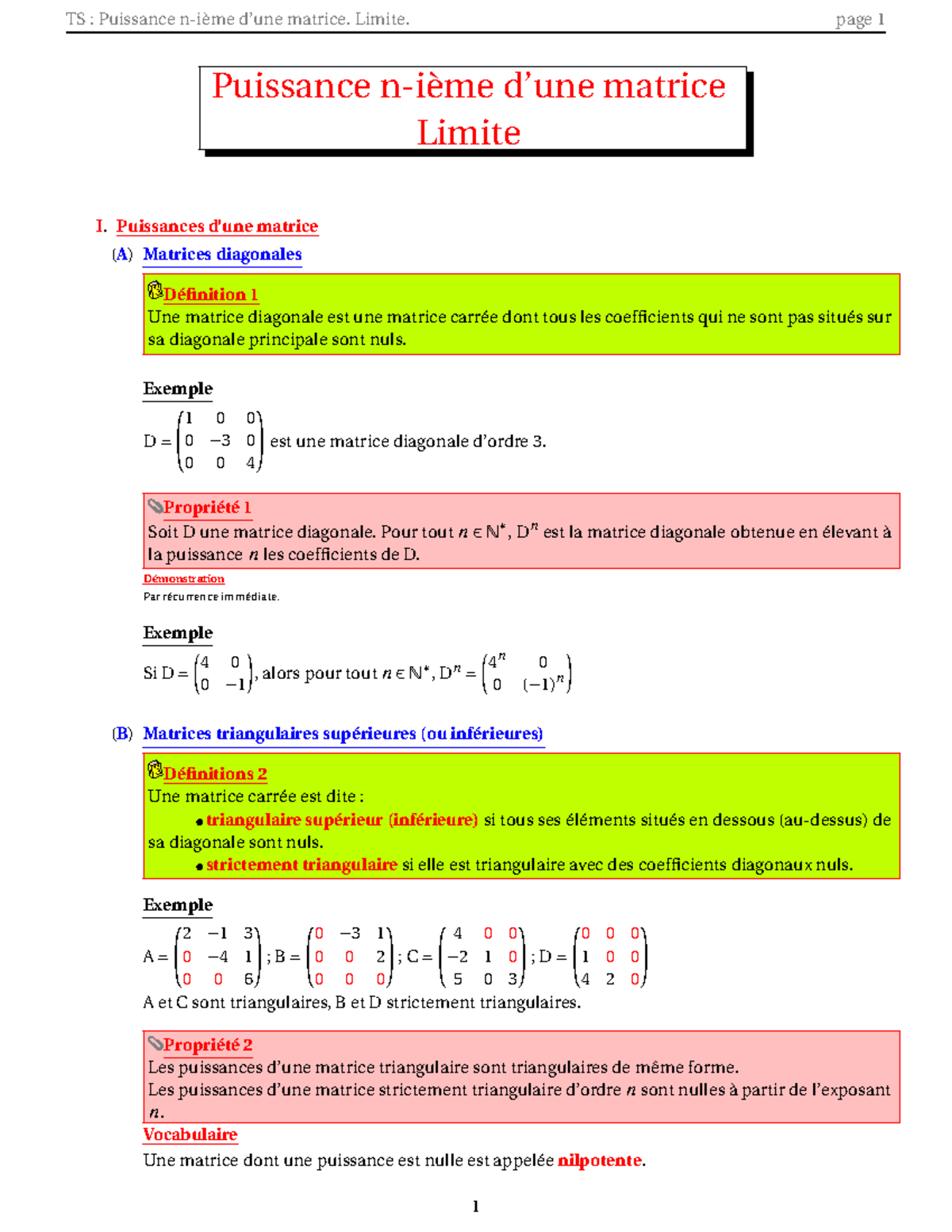 Puissance de matrice Limite Puissance nième d’une matrice Limite I — free download