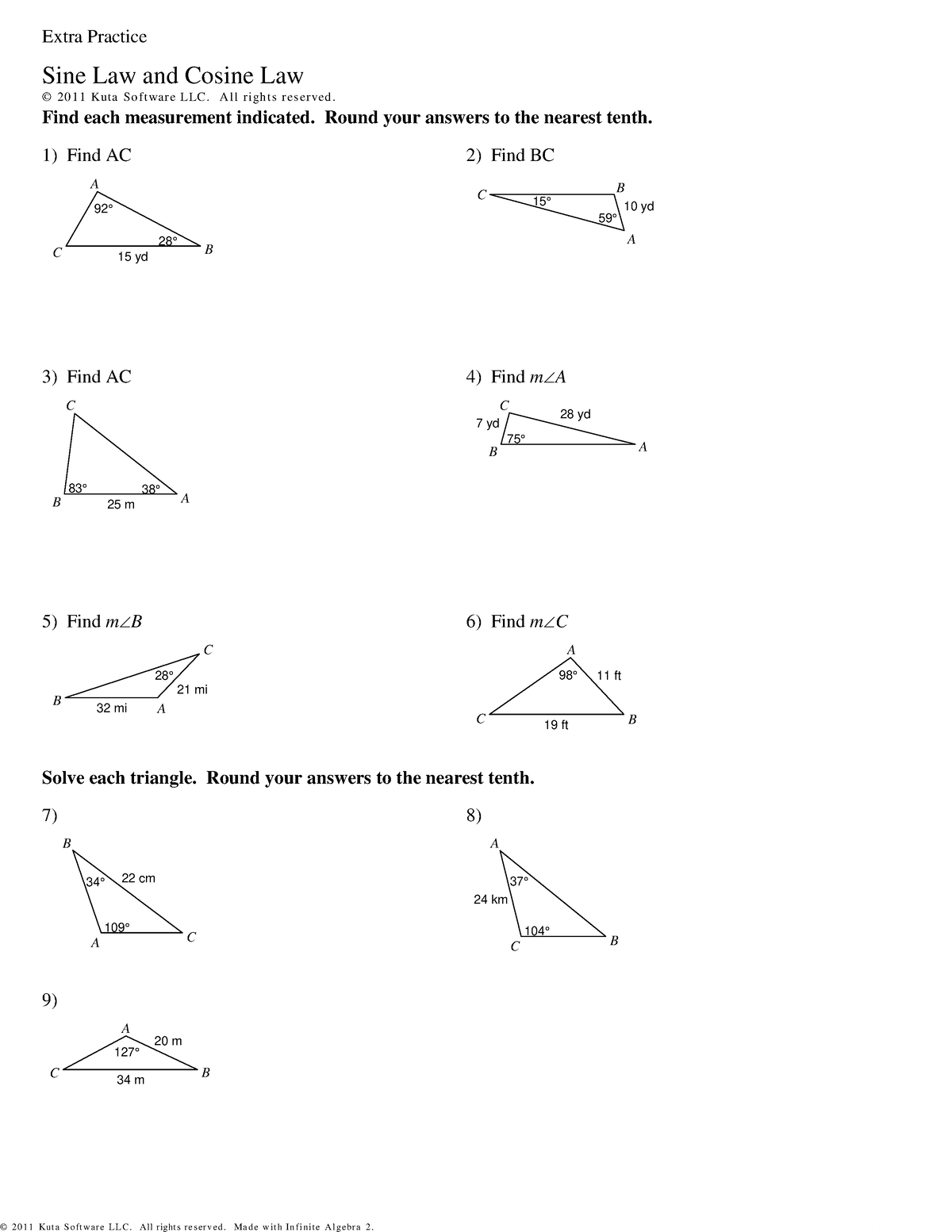 homework 5 law of sines