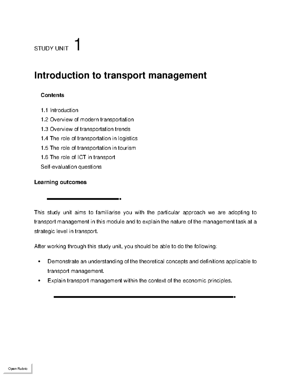Study UNIT 1 - Summary Sea Transport - STUDY UNIT 1 Introduction to ...