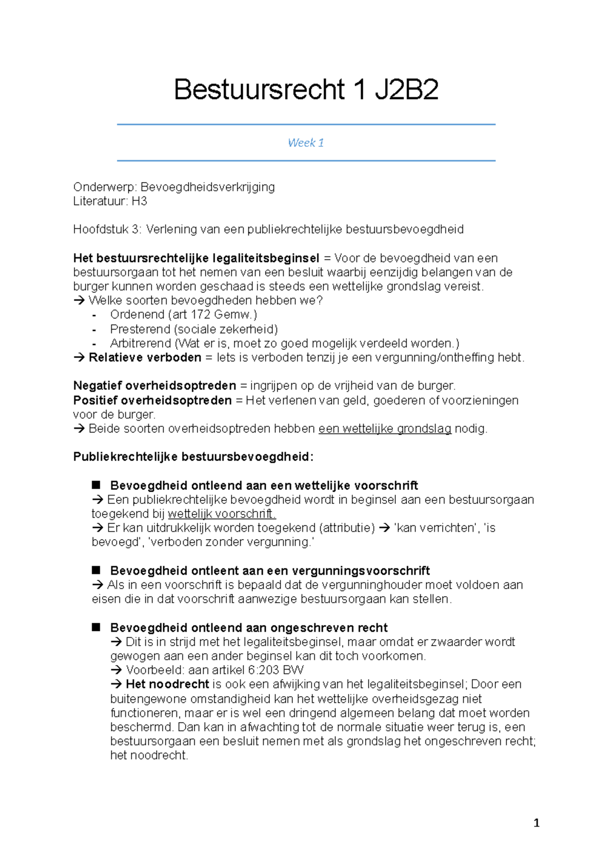 Bestuursrecht Jaar 2 (Automatisch Opgeslagen) - Bestuursrecht 1 J2B ...