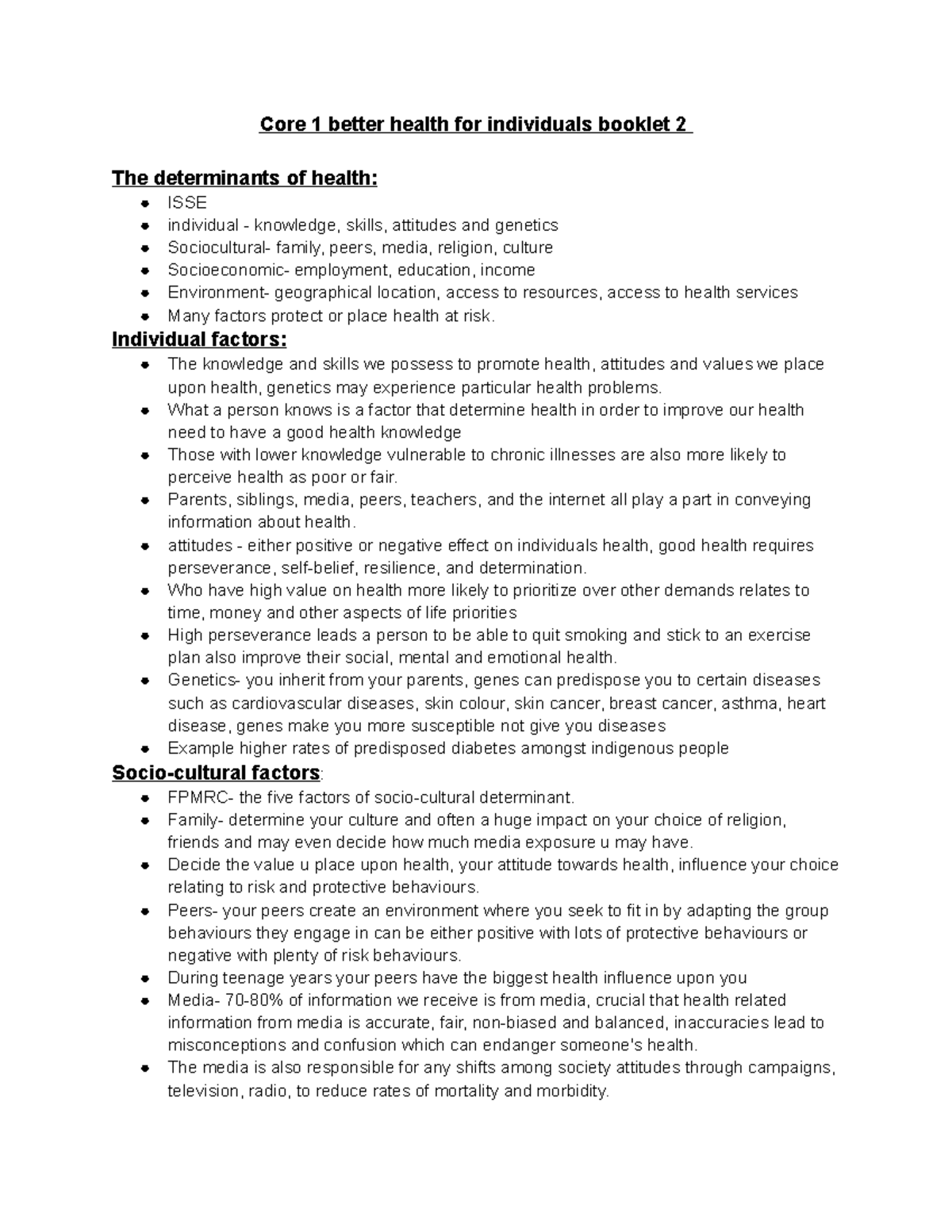Pdhpe core 1 booklet 2 - notes - Core 1 better health for individuals ...
