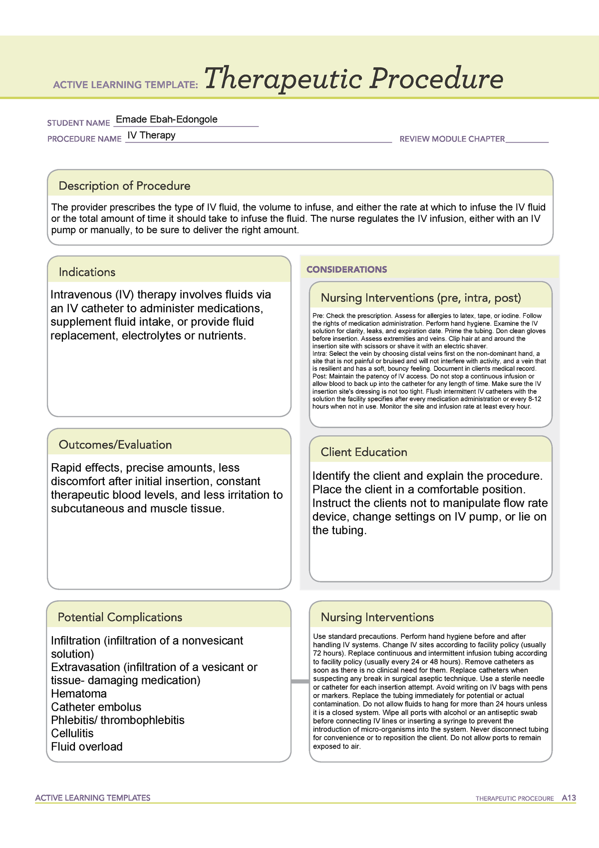 IV therapy Active learning template Emade EbahEdongole IV Therapy