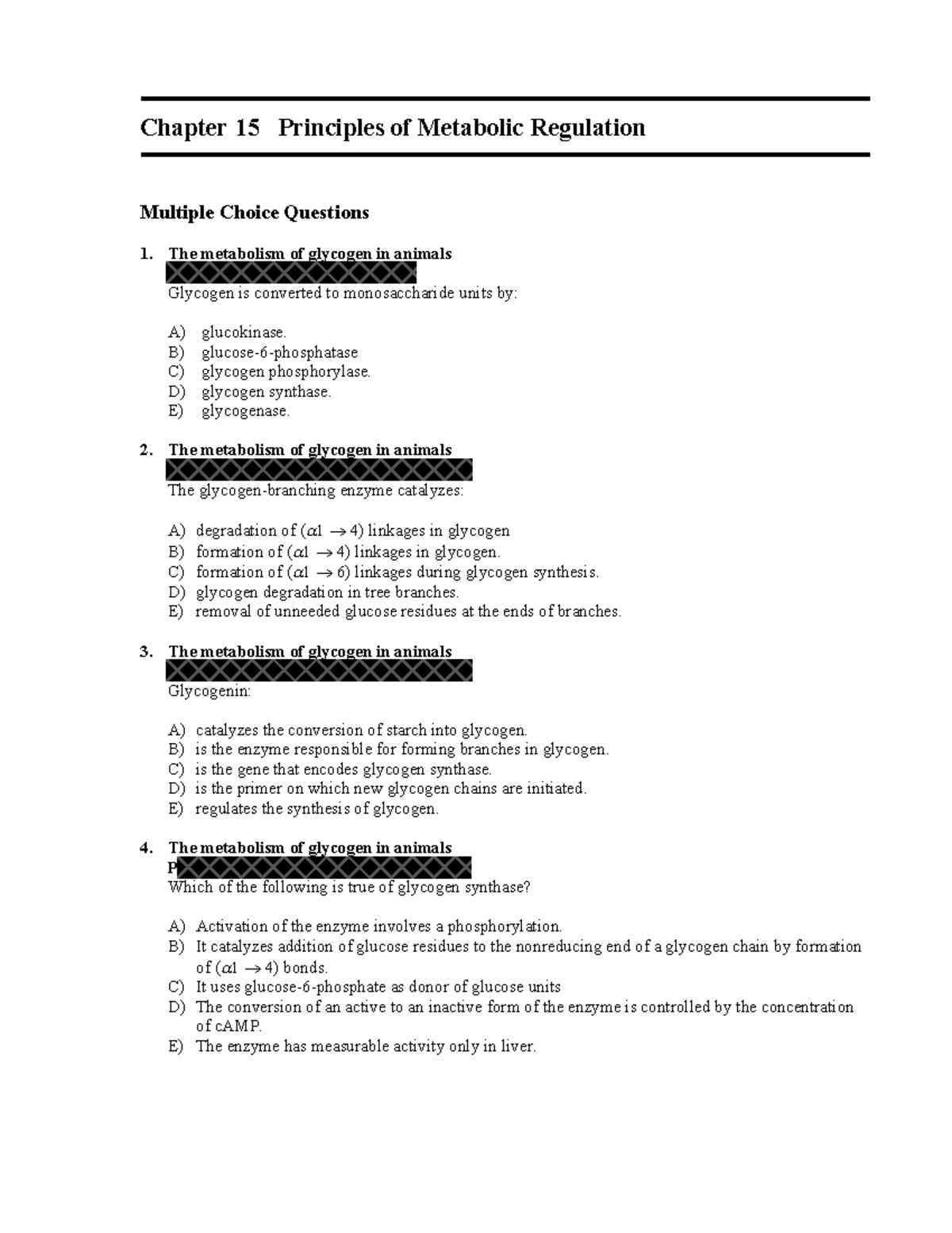 Chapter 15 Questions Answers Multiple Choice Questions 1. The