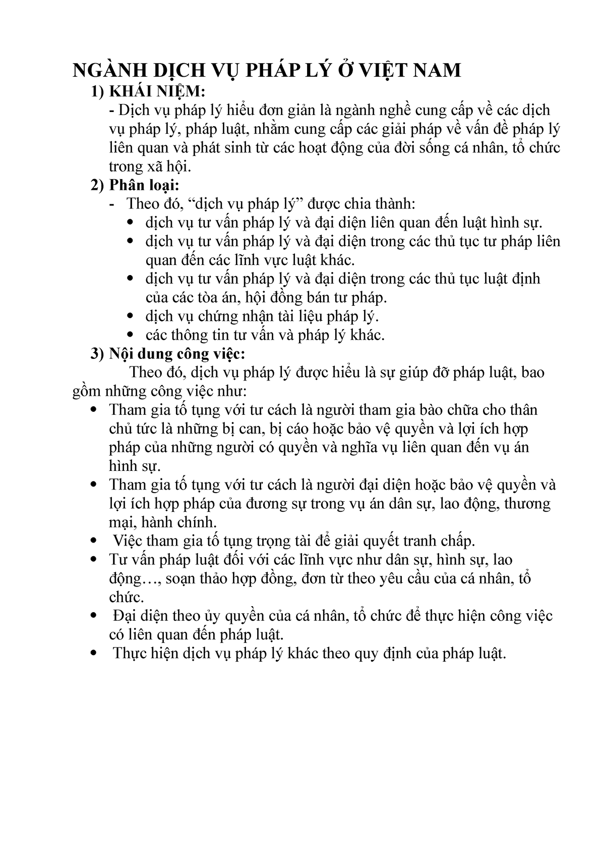 Ngành DỊCH VỤ PHÁP LÝ Ở VIỆT NAM - NGÀNH DỊCH VỤ PHÁP LÝ Ở VIỆT NAM 1) KHÁI NIỆM: Dịch vụ pháp lý - Studocu