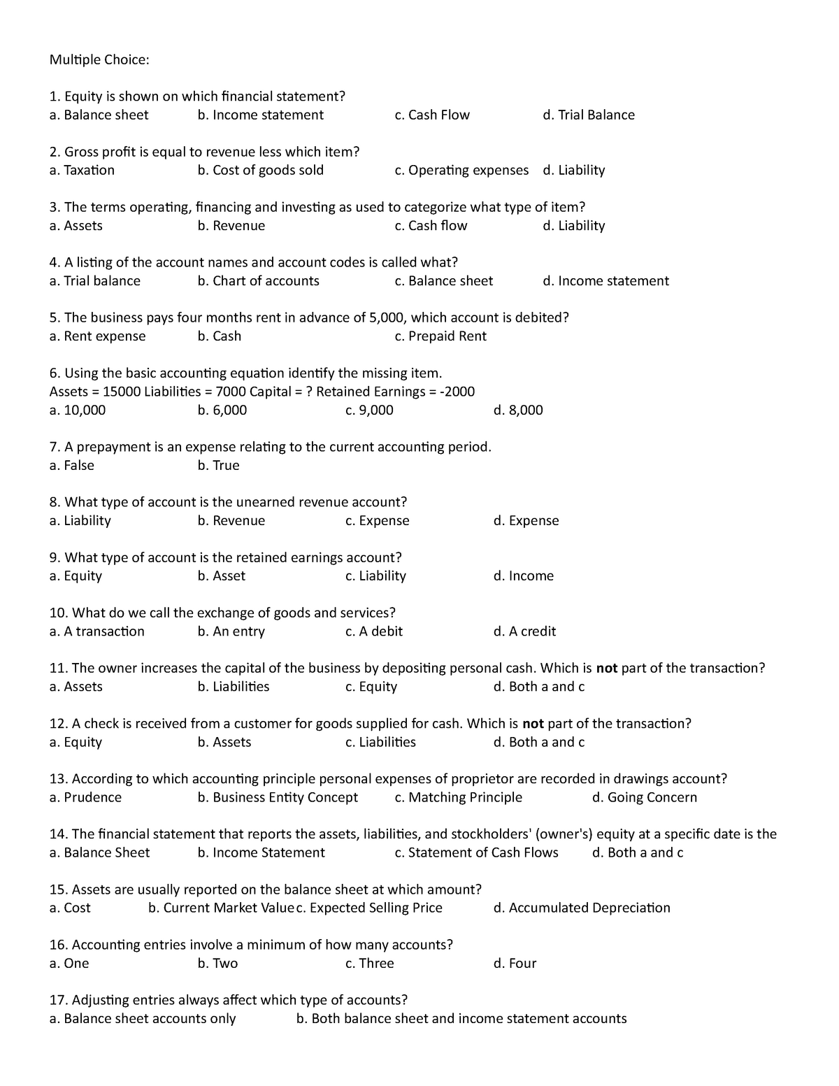 Multiple Choice In Basic Accounting For Accountancy Students - Multiple ...