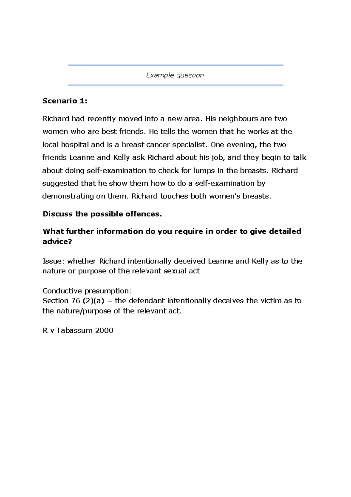 Consent - example question - Applied Criminal - Example question ...