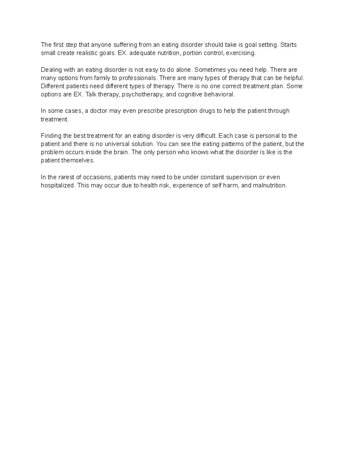 Response To Eating Disorder The First Step That Anyone Suffering From