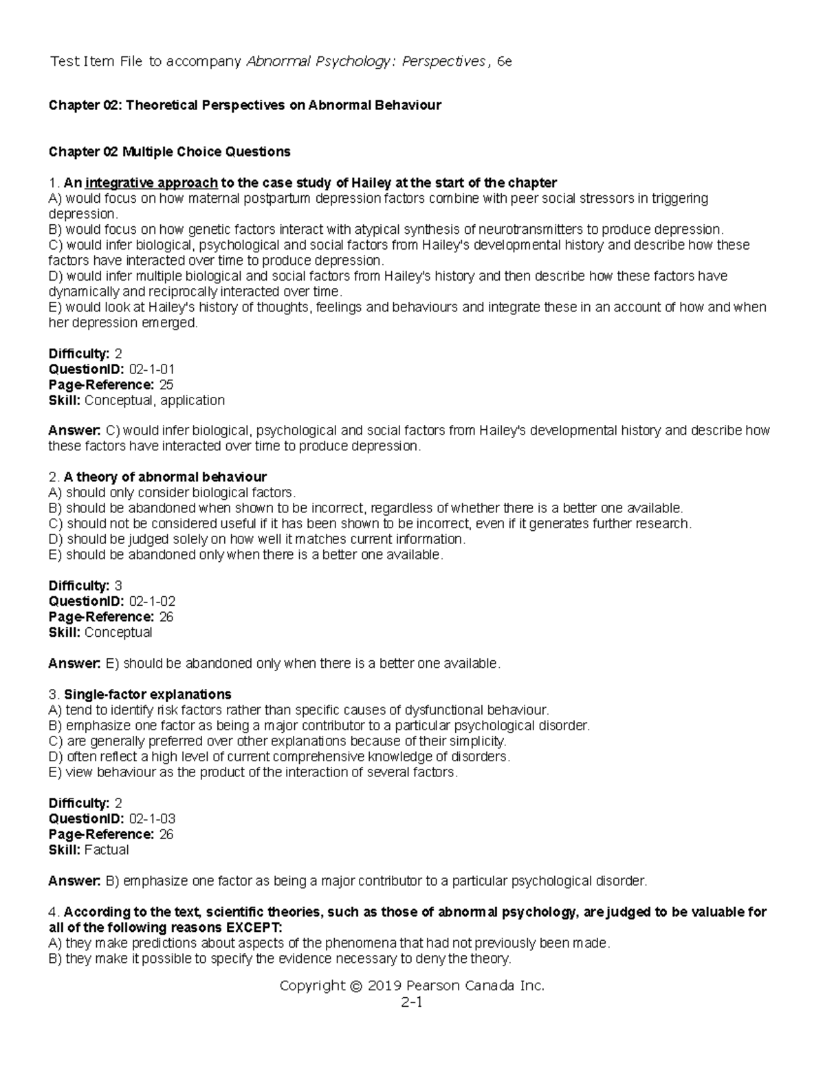 Chapter 02 Theoretical Perspectives on Abnormal Behaviour - Chapter 02 ...