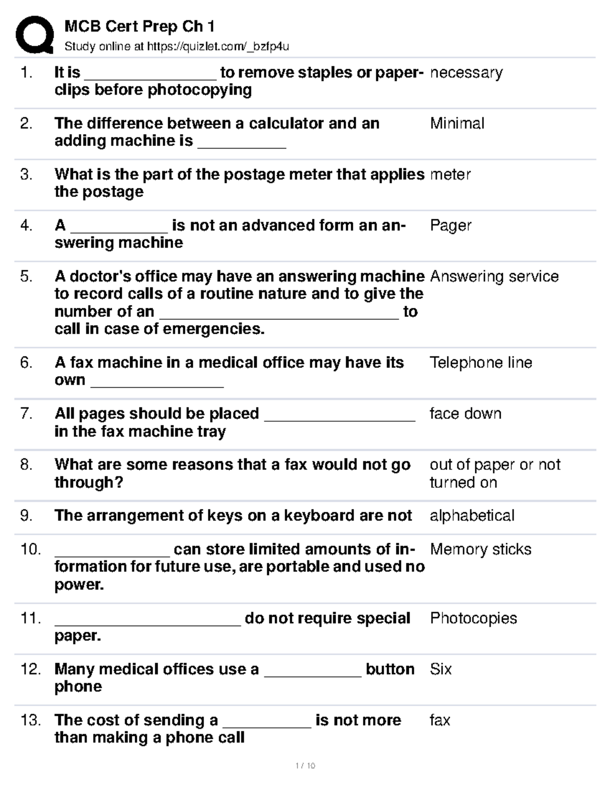 MCB MCB CODING Study online at quizlet/_bzfp4u It is