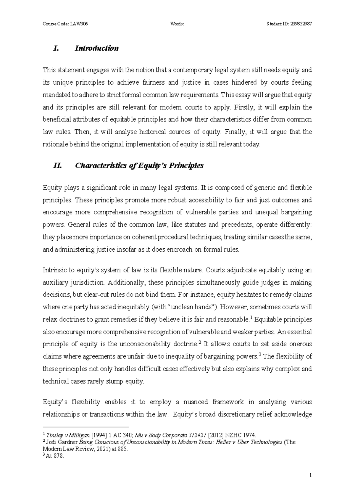 Equity Essay Draft - 2024 - Aroha C - 239852987 - I. Introduction This ...