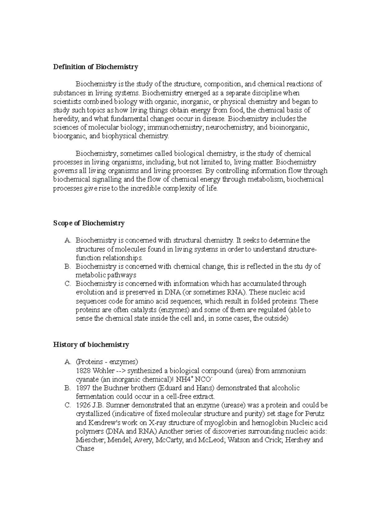 211525067 Scope of Biochemistry Definition of Biochemistry