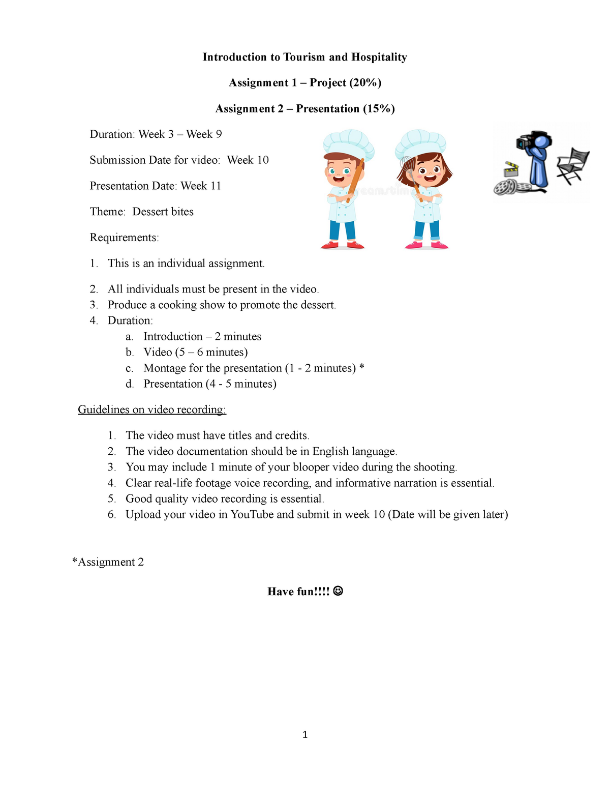 hospitality assignment 1 answers