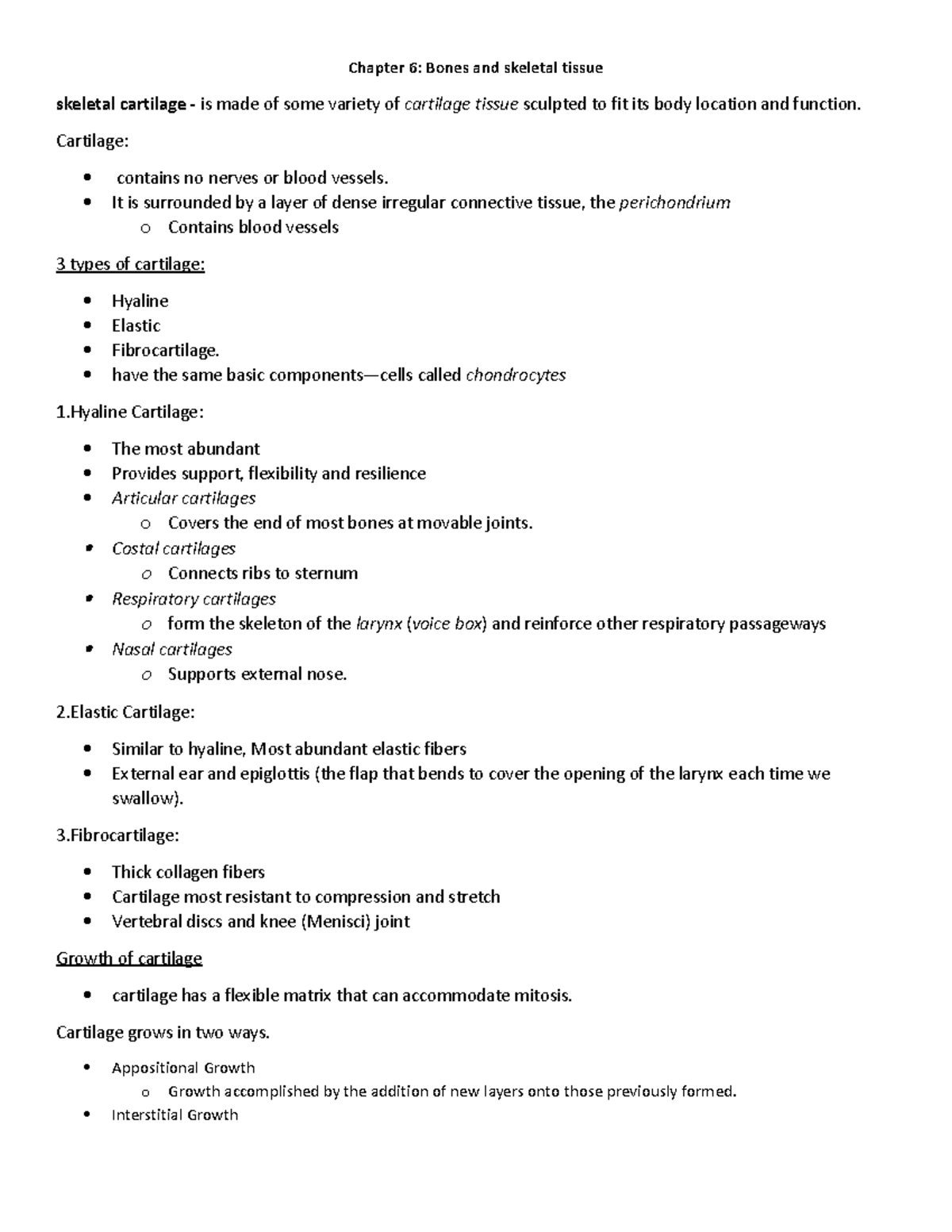 Bone and skeletal tissue - Chapter 6: Bones and skeletal tissue ...