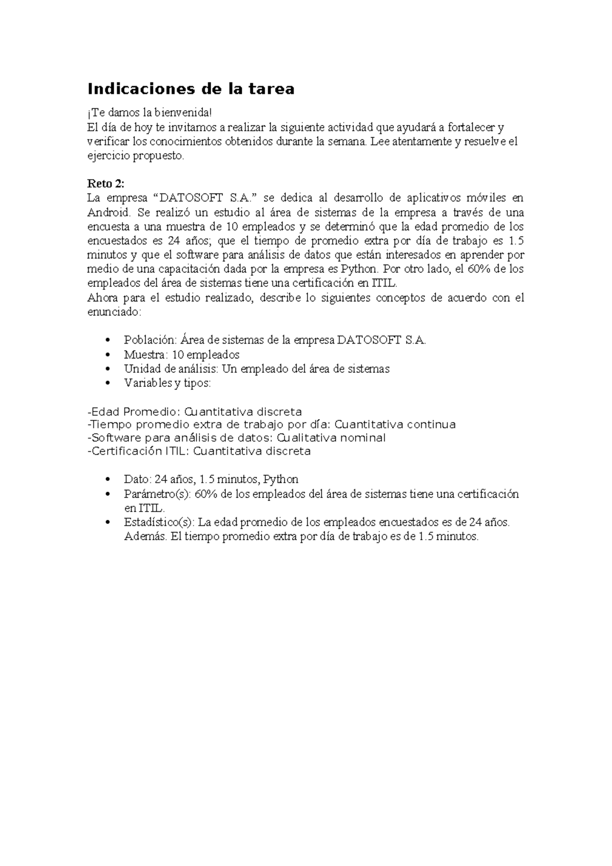 Semana 01 -Tema 02 Tarea -Ejercicio Reto 2 Resuelto - Indicaciones De ...