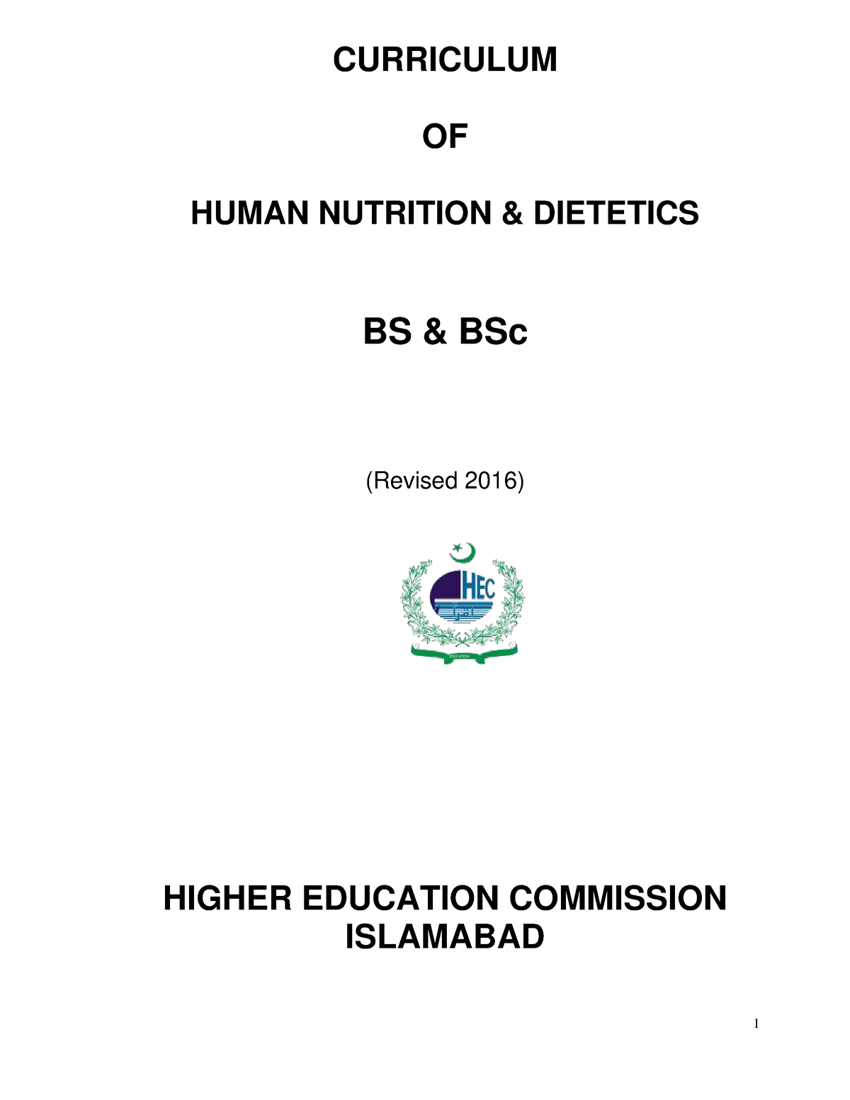 Human Nutrition BS UOL - Nutritioal Information - CURRICULUM OF HUMAN ...