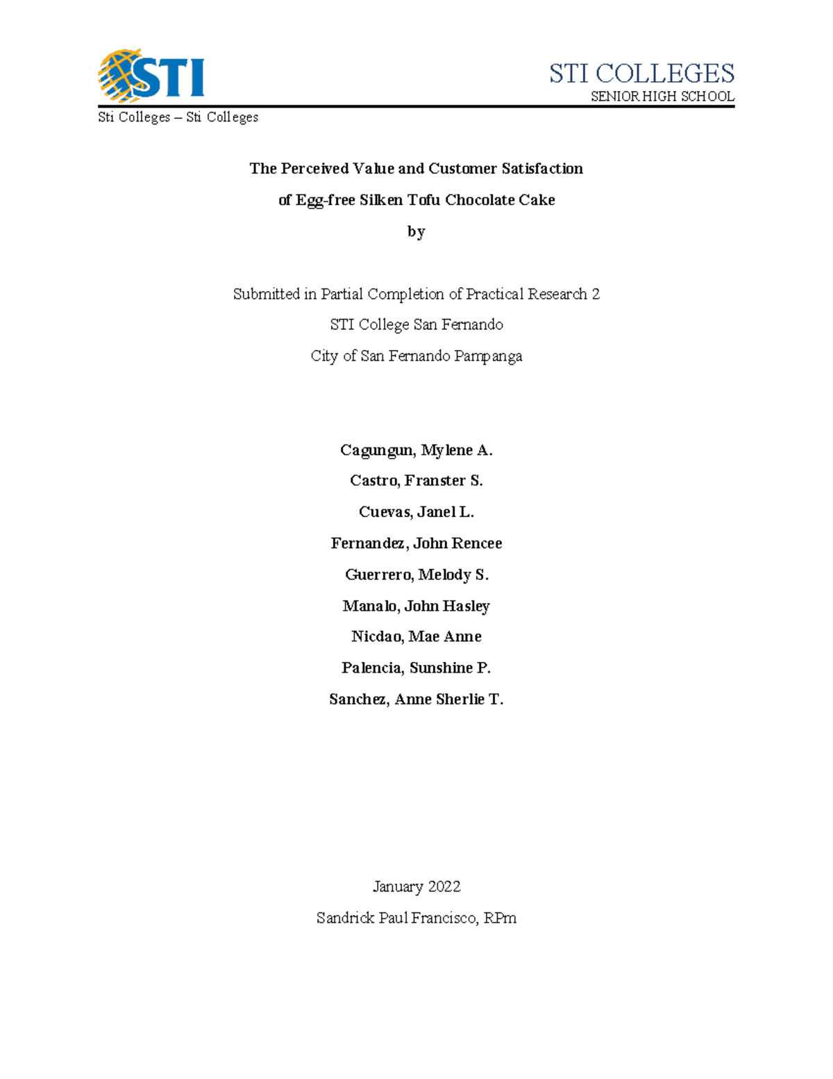 Research Proposal Paper - Group 2 Goaldiggers - SENIOR HIGH SCHOOL Sti ...