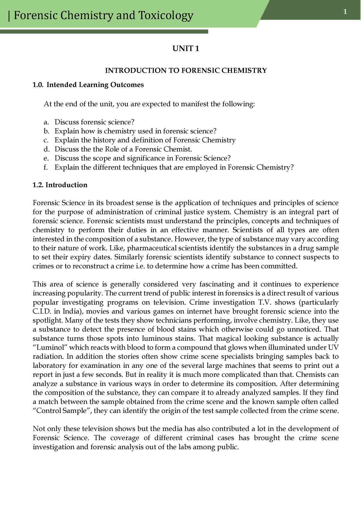 forensic chemistry thesis topics