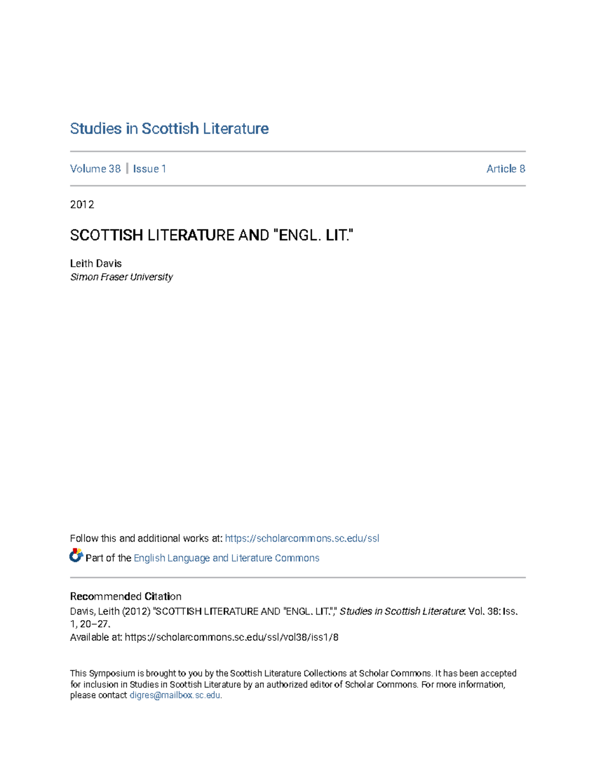 phd english literature scotland