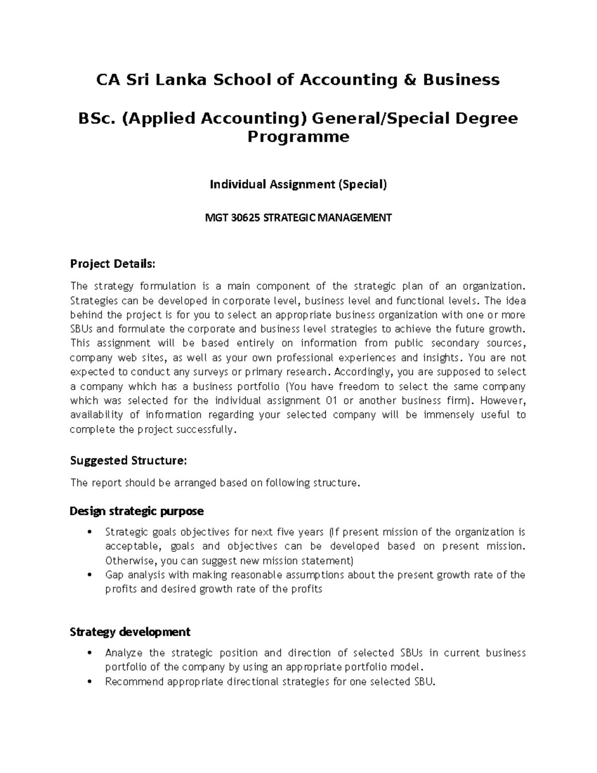 Alternative assignment sm ca sri lanka school of accounting